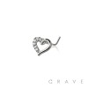 CZ SIDE HEART 316L SURGICAL STEEL L-SHAPE NOSE RING